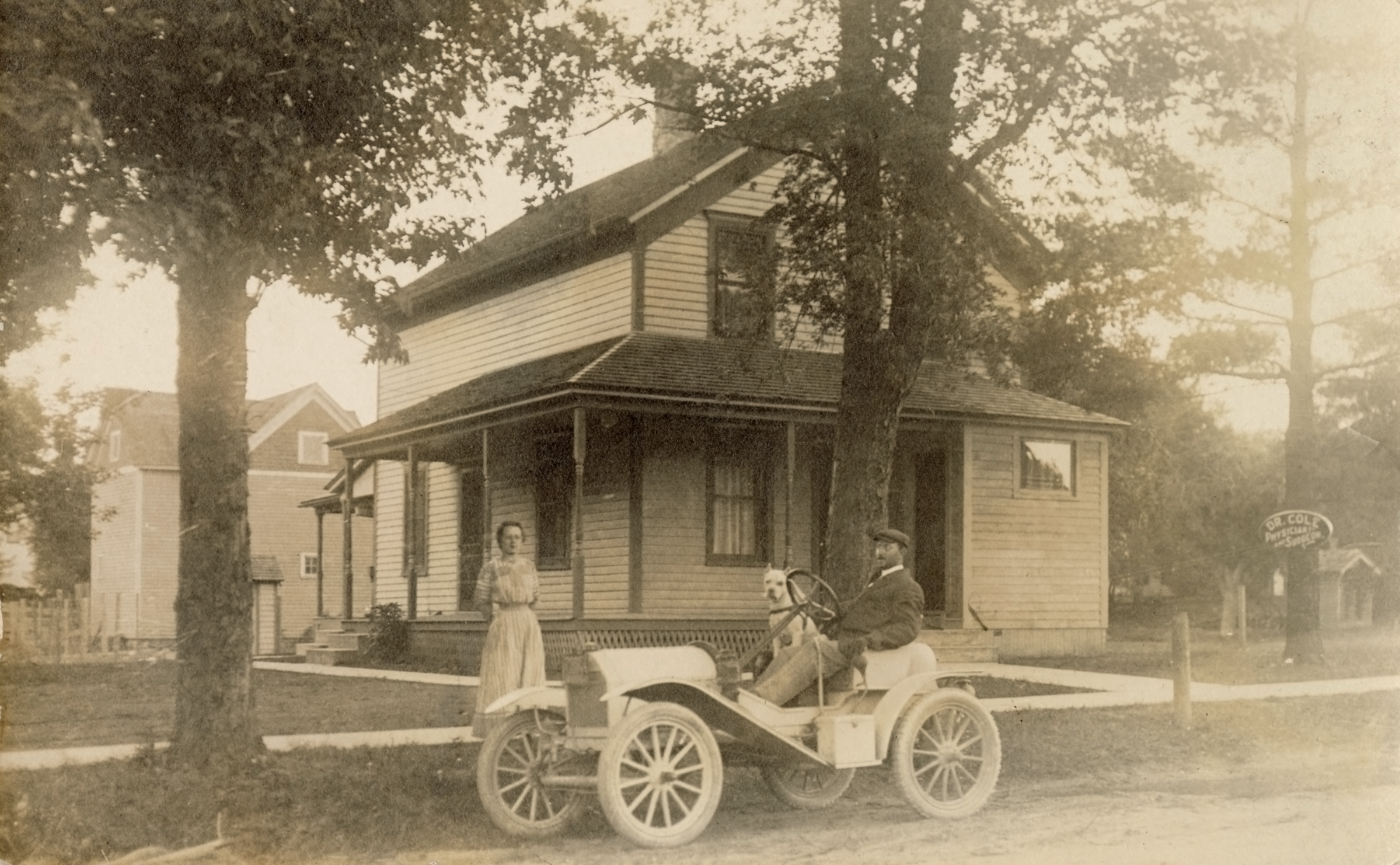 Dr. & Mrs. Dan Cole Outside of Dr. Cole's Office in Rantoul, IL (c. 1910) 